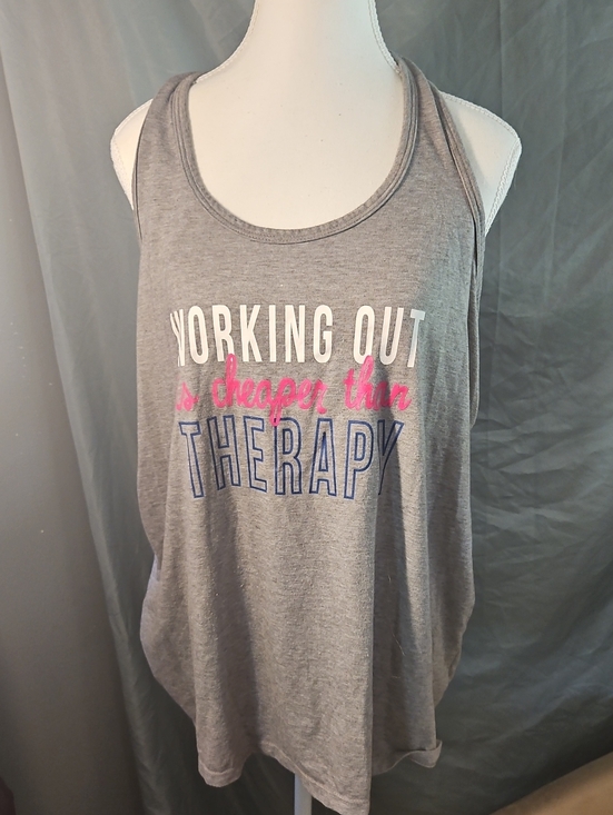 Athletic Works Tops - Athletic Works Gray Racerback Tank with Pink & Blue Graphic